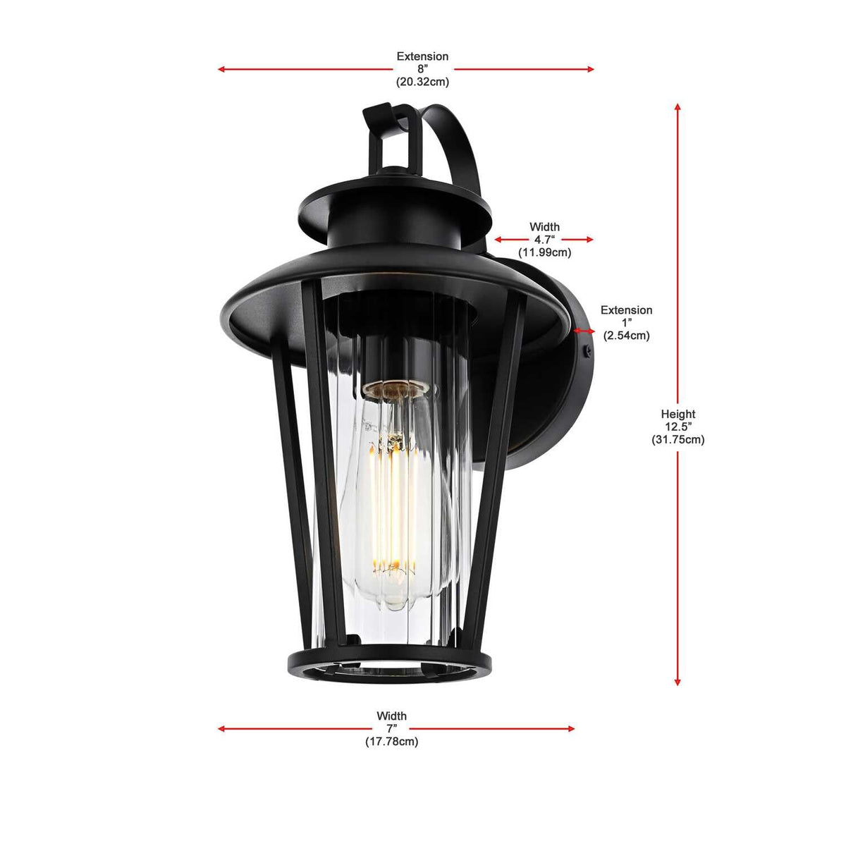 Wensley One Light Outdoor Wall Sconce Black by Lighting Design – Iron, Black
