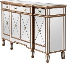 Gold Credenza with 3 Drawers and 4 Doors, Spacious Storage Solution, Durable Construction, Modern Design for Office and Conference Rooms