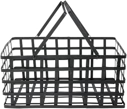 HUBERT Black Metal Tobacco Basket with Handles - 18" L x 11 1/2" W x 8 1/4" H