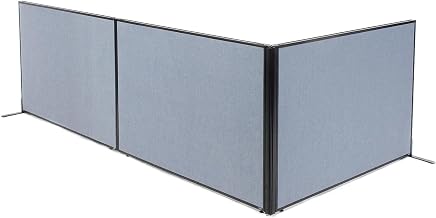 Global Industrial 60-1/4"W x 42" H Freestanding 3-Panel Corner Room Divider, Blue