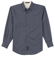 Men's Tall Long Sleeve Easy Care Button-Down Shirt by Port Authority – Cotton,Steel,Stone, Steel Grey/Light Stone, Model TLS608