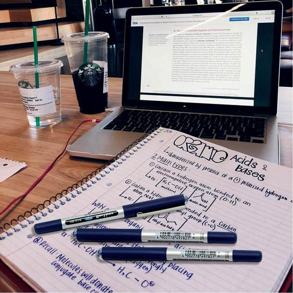 Eye Micro UB-150 Fine Rollerball Pen - Blue by Uni-Ball – 3pack, Stainless Steel, Blue, Pack of 3, Model 153486287