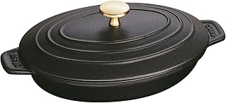 STAUB Cast Iron 9-inch x 6.6-inch Oval Covered Baking Dish - Matte Black, Made in France