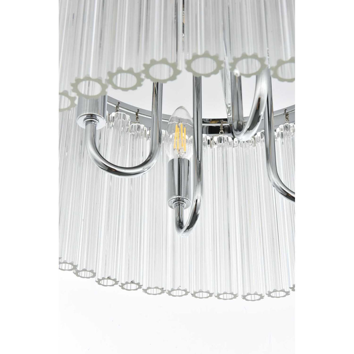 Harlow Four Light Flush Mount Chrome by Lighting Design – Iron, Chrome