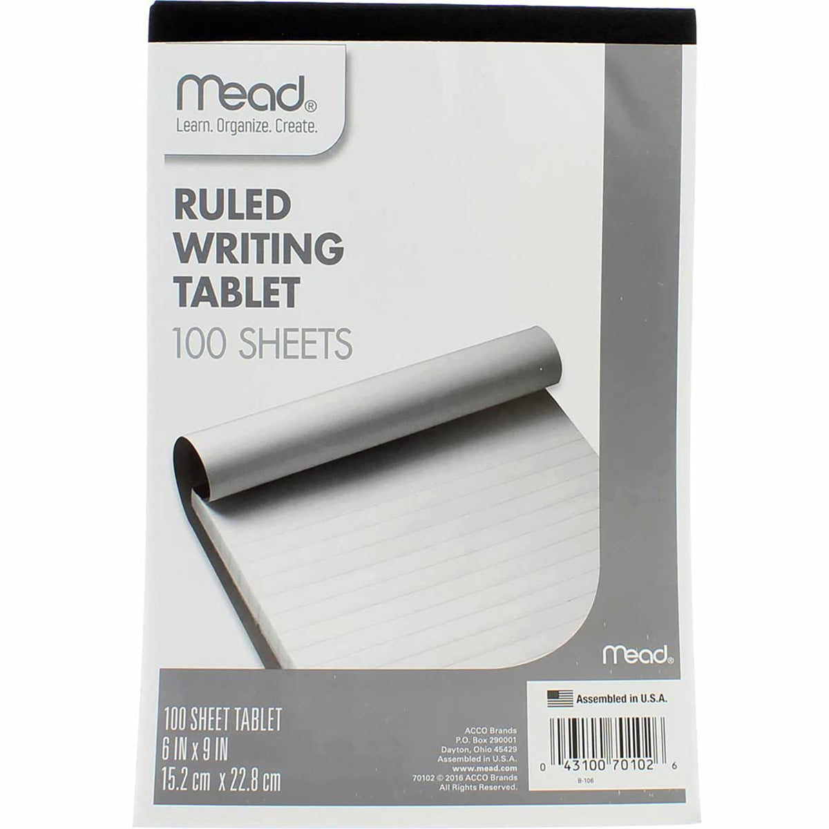 Ruled Writing Tablet by Mead – 6, Plastic, No Color, Model 70102