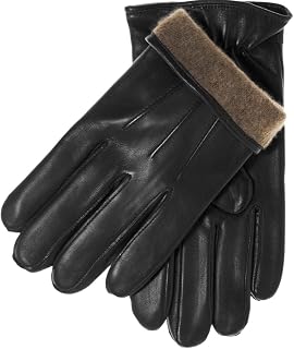 Fratelli Orsini Winter Gloves Giovanni Black for Men - Lambskin Leather Gloves with cashmere lining - color Black