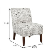 Linen Script Lily Chair in Brown by Furnifact – Eucalyptus Wood, Local Hardwoods, Fabric, Foam, Rubberwood,Plywood, Brown