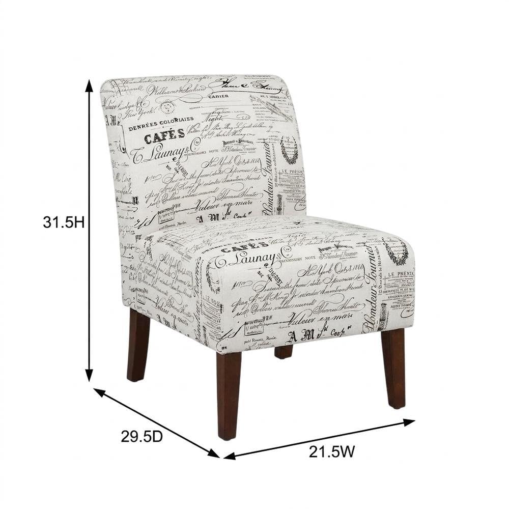 Linen Script Lily Chair in Brown by Furnifact – Eucalyptus Wood, Local Hardwoods, Fabric, Foam, Rubberwood,Plywood, Brown