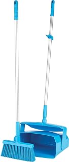 Remco - A Vikan Company 62503 Lobby Dustpan with Broom, Polypropylene/Polyester/Aluminum, 7" X 14" Bin, 37" Handle, Blue