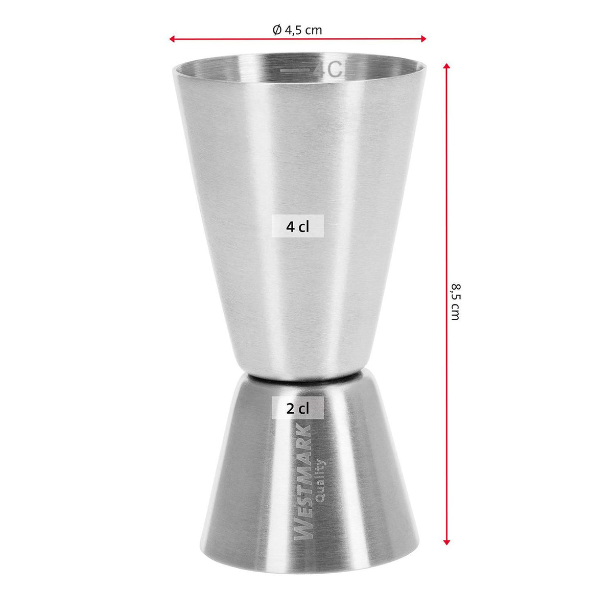 Jigger 2/4 cl by Westmark – 20 mL (0.68 oz) and 40 mL (1.35 oz), 40 milliliters, Stainless Steel, Model 62772260