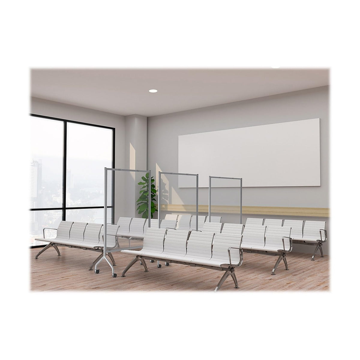Impromptu Screen Gray Clear Acrylic 42" x 72" by Safco – Steel (frame); Translucent Polycarbonate, Clear, Model 8510GRCL