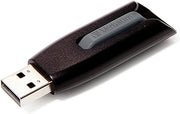 Verbatim 16GB USB 3.0 Store 'n' Go V3 Flash Drive - Cap-Less & PC/Mac Compatible - Gray | USB 3.2 Gen 1 interface with retractable housing and 32GB capacity for storage, transfers and backups