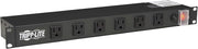 Eaton Tripp Lite 12-Outlet 1U Rack Mount Power Strip PDU, Six Front & Six Rear Facing Outlets, 15A, 120V, 15ft Extension Cord with Flat Plug, Rackmount for DJ Equipment and Server Racks (RS1215-RA)