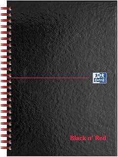 Oxford Black n' Red Ruled A-Z Wirebound Hardback A5 Notebook, 140 Pages