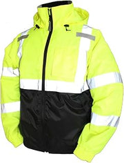 TINGLEY Bomber II Hooded Jacket, Fluorescent Yellow/Green/Black, Medium