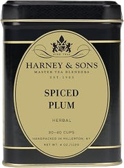 Harney & Sons Spiced Plum Herbal Tea Loose Leaf Tin, 4 oz | Herbal blend with hibiscus, cinnamon, and plum. Naturally caffeine-free.