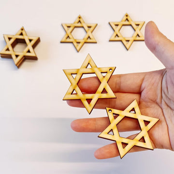 Acfeng Star of David Wood Earrings Blanks, 2 Inch, 30 Pack