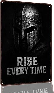 Rise Every Time Spartan Helmet 8 x 12 Inch Aluminum Metal Sign