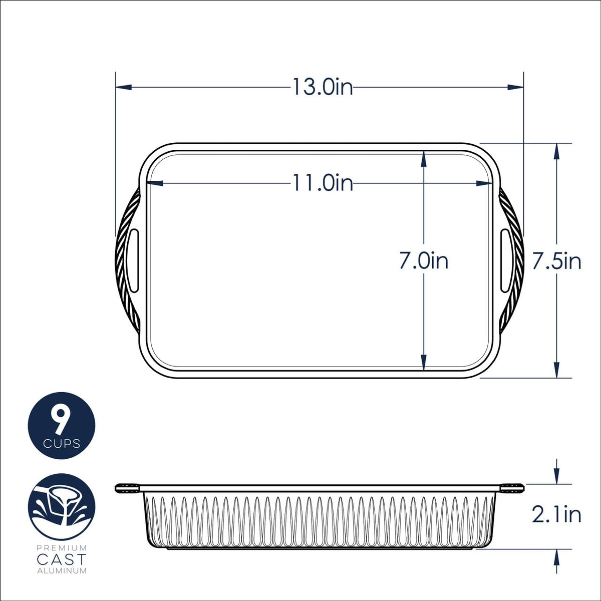 Nordic Ware 7 x 11 Baker / Green / 9.0 cups Rectangular Cake Pans