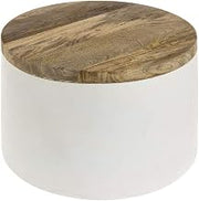 HUBERT Round White Mango Wood Riser - 12" Dia x 7" H