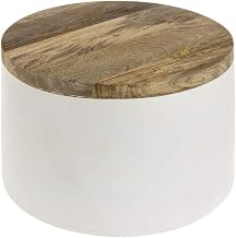 HUBERT Round White Mango Wood Riser - 12" Dia x 7" H