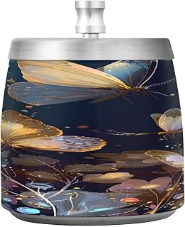 Glowing Butterflies Plants Splash Ashtray with Lid, Outdoor Ashtrays for Patio