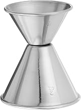 Winco 1 oz and 2 oz Stainless Steel Jigger | Dual measurement sides, Easy cocktail pouring, Foodservice, Great for Drink Measuring, Mixed Drinks and Bar Service