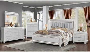 Sabrina White 5-Piece Bedroom Set with LED Lighting, King
