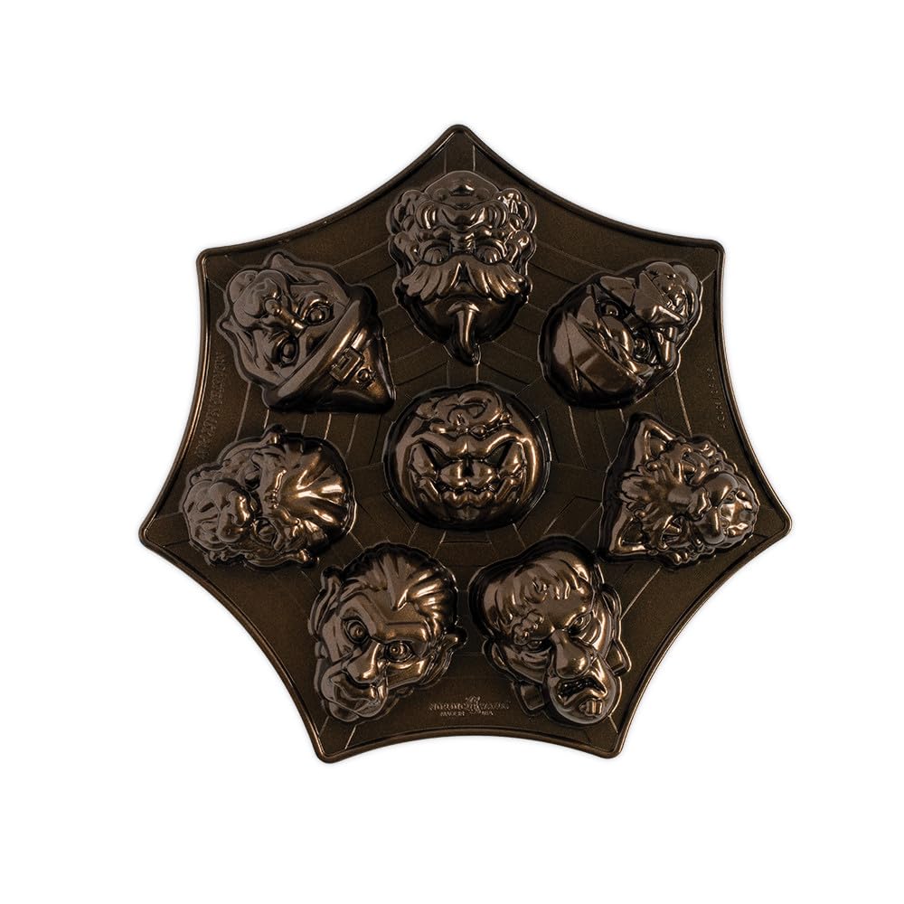 Monster Mask Cakelet by Nordic Ware – 4 Cup Capacity, 4.0 cups, Aluminum, Bronze, Model 95948
