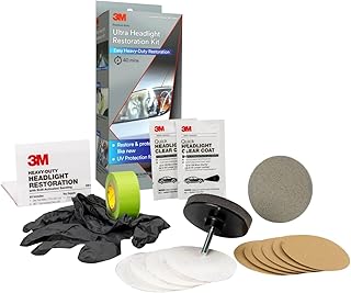 3M Ultra Headlight Restoration Kit, Contains Masking Tape, Light Sanding Discs, Wax Protectant and More, Use on Plastic Lenses Headlights, Taillights and More, Easy Heavy-Duty Restoration (39195)