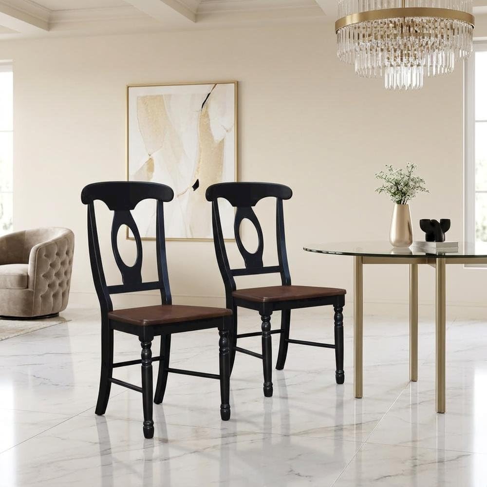 British Isles Brown Side Chair Set by Starlight Canyon Home – Solid Rubberwood, Brown, Pack of 2