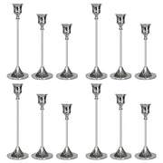 SHOWIN Candlestick Holders, Aluminum Taper, Silver Set of 12