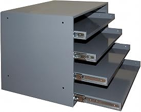 Durham 303B-15.75-95 Gray Cold Rolled Steel Heavy Duty Bearing Slide Rack for 4 Large Compartment Boxes, 20" Width x 15" Height x 15-3/4" Depth