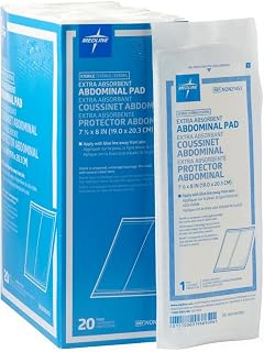Medline Sterile Abdominal Pad, 8 in x 7.5 in (Pack of 20)