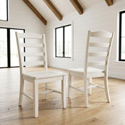 Solid Wood Side Chair with Classic Leg Design by Furnifact – Wood, White, Pack of 2