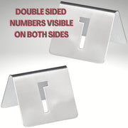 Number Tent Set 2.5"x2.5"x1.875" - Durable Stainless Steel Table Labeling by Tablecraft – 2x2 inches, Stainless Steel, Silver, Model TC125