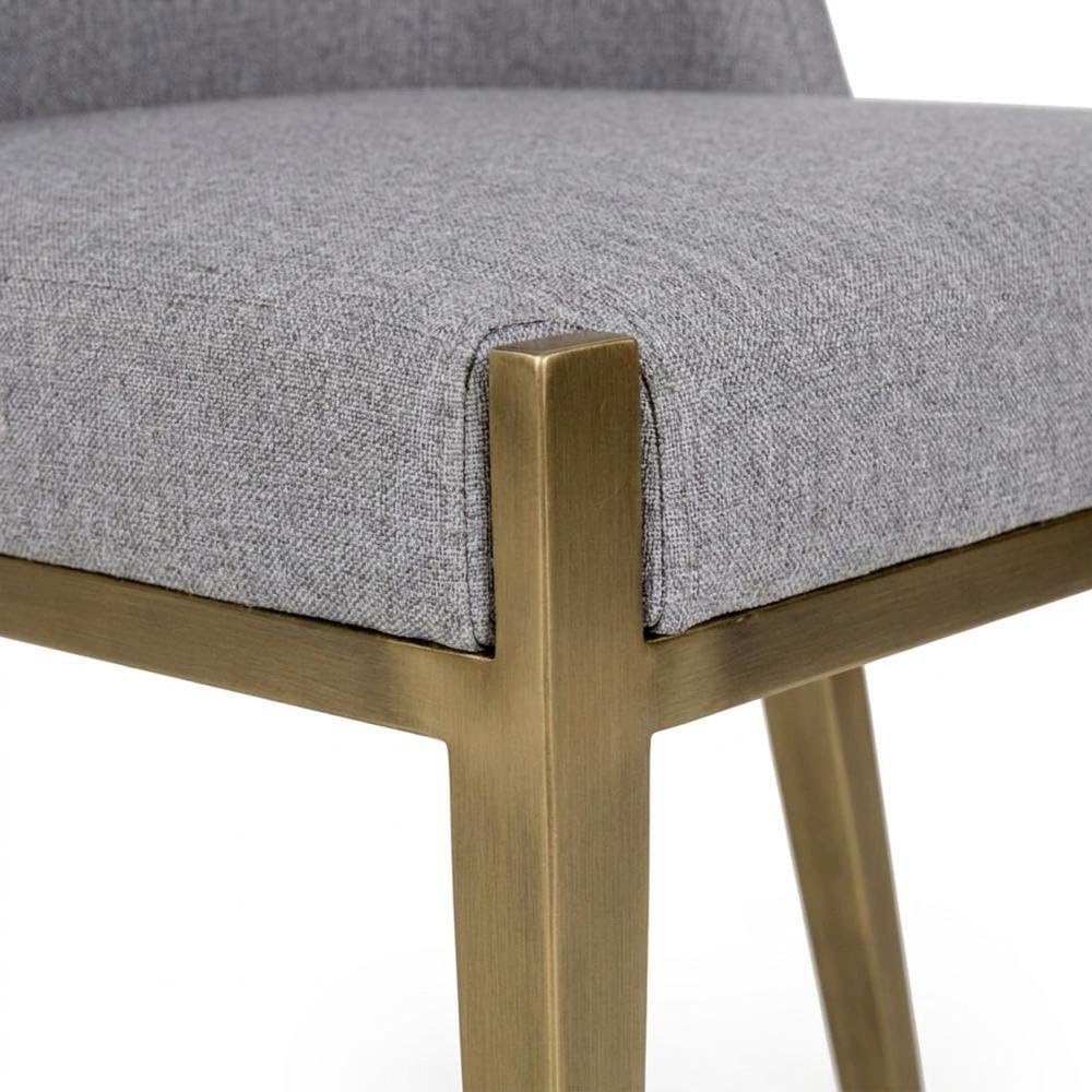 Grey and Brass Dining Chair by Starlight Canyon Home – Fabric, Metal, Grey