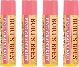 Burt's Bees Pink Grapefruit Moisturizing Lip Balm .15 Ounce 100% Natural Origin (4)