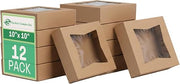 SOUTHERN CHAMPION TRAY SCT Kraft Window Bakery Pack (12 Pack) 10x10x2.5, Auto Pop-Up Containers for Pies, 10 inch Brown Bakery Pack, Cookie Box with Window, 24233K-12