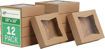 SOUTHERN CHAMPION TRAY SCT Kraft Window Bakery Pack (12 Pack) 10x10x2.5, Auto Pop-Up Containers for Pies, 10 inch Brown Bakery Pack, Cookie Box with Window, 24233K-12