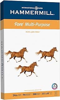 Hammermill Paper, Fore Multipurpose Paper, 8.5 x 14 Paper, Legal Size, 20lb Paper, 96 Bright, 1 Ream / 500 Sheets (101279R) Acid Free Paper