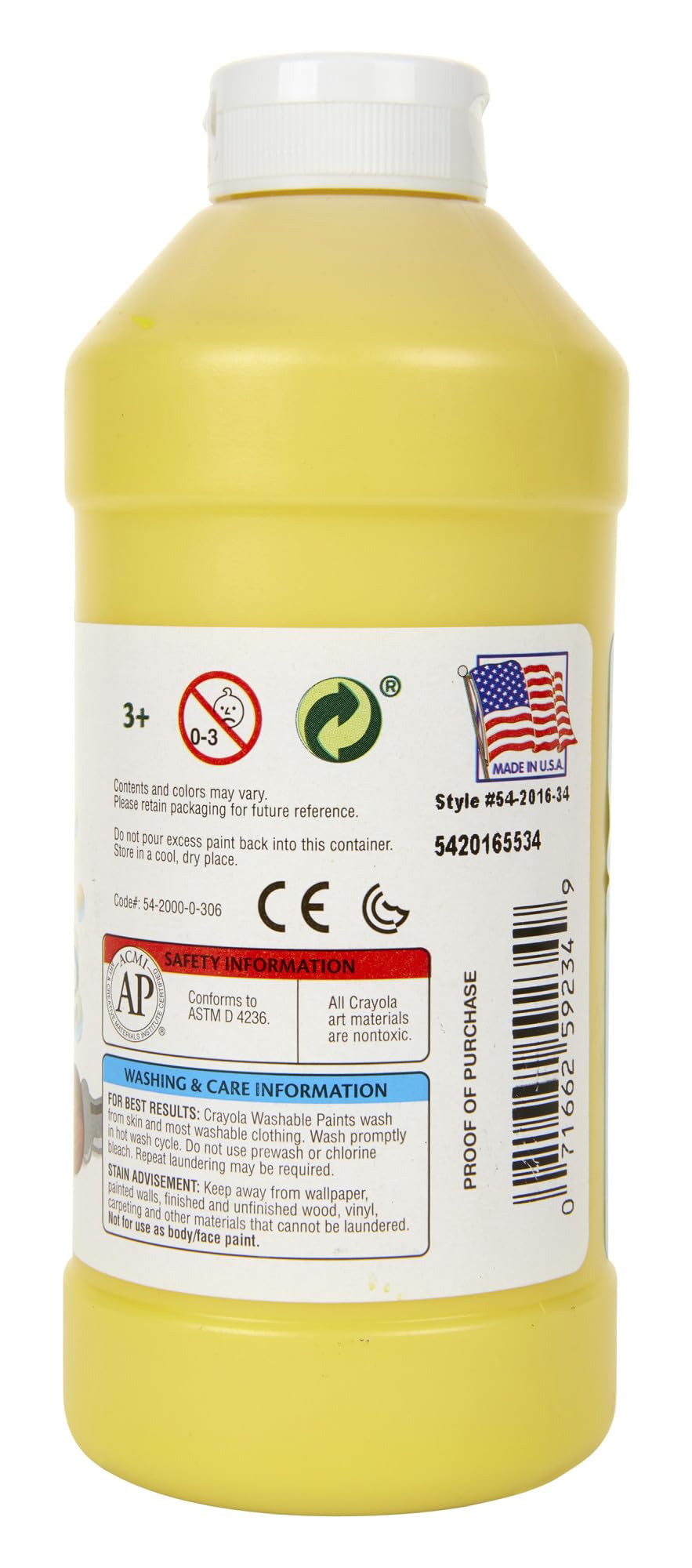 Crayola Yellow / 1 / 16 Fl Oz (Pack of 1) Tempera & Poster Paint