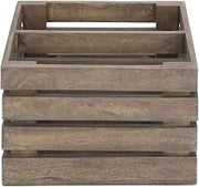 HUBERT Natural Reclaimed Wood Slatted Wine Crate with Divider - 18" L x 16" W x 13" H