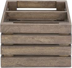 HUBERT Natural Reclaimed Wood Slatted Wine Crate with Divider - 18" L x 16" W x 13" H
