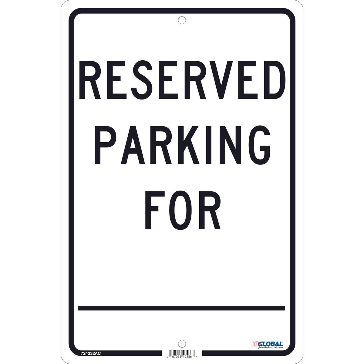 Reserved Parking For by Global Industrial – Aluminum, Silver, Model GLOTM6J