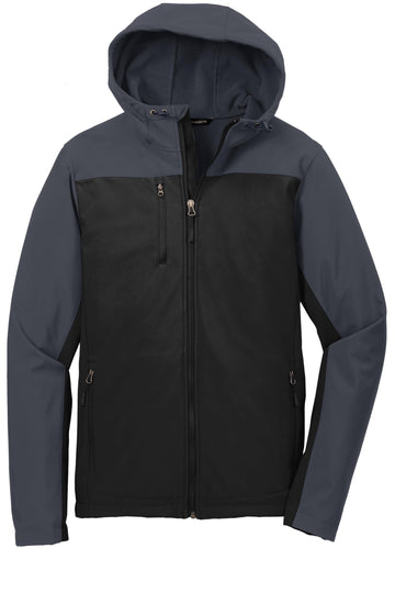 Hooded Core Soft Shell Jacket by Port Authority – Large, Polyester, Black/ Grey, Model J335