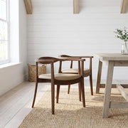 Ralmon Rich Walnut Dining Chairs Set of 2 with Solid Wood Construction by Starlight Canyon Home – Solid Wood, Rubberwood, Metal, Fabric, Brown, Pack of 2