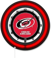 Holland Bar Stool Clk19BKCarHur NHL 19 in. Dia. Carolina Hurricanes Double Neon Wall Clock Black