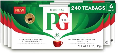 P G Tips Premium Classic Black Tea, Pyramid Black Tea Bags, Caffeinated, Vegan, Vegetarian, Paleo Friendly, 40 Tea Bags (Pack of 6)