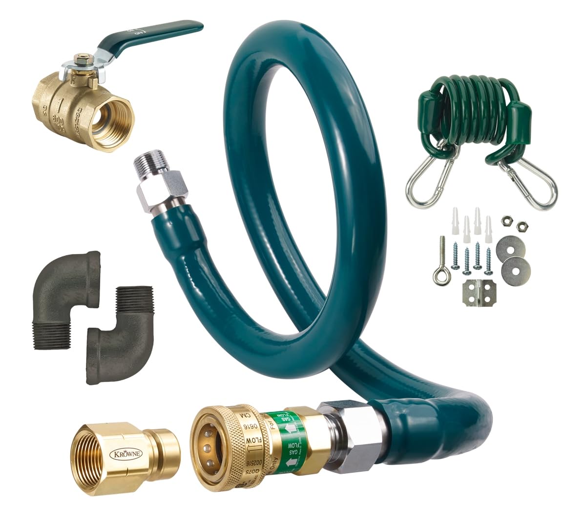 Royal Series Moveable Gas Connection Kit by Krowne – 36 inches long with a 0.5 inch diameter, Stainless Steel, Silver, Model M5036K